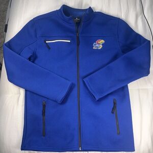 Colosseum Kansas Jayhawks Full Zip Up Mens Medium Blue Shacket‎  Fleece Lined